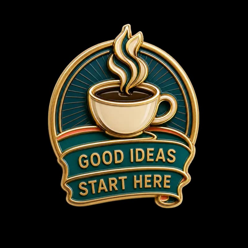 Good Ideas Start Here coffee enamel pin